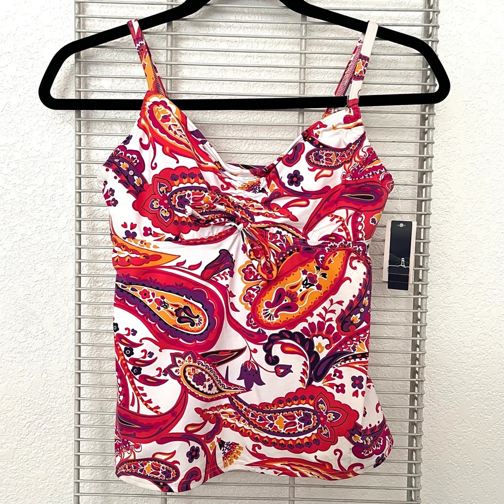 Land’s End Beach Living Paisley Adjustable Tankini Bathing Suit Top